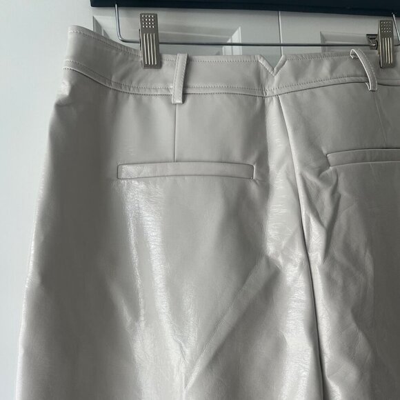 NWT 7 For All Mankind Vegan Leather Corset Vest Wide Leg Pant Set Beige Gray, L - Picture 6 of 9